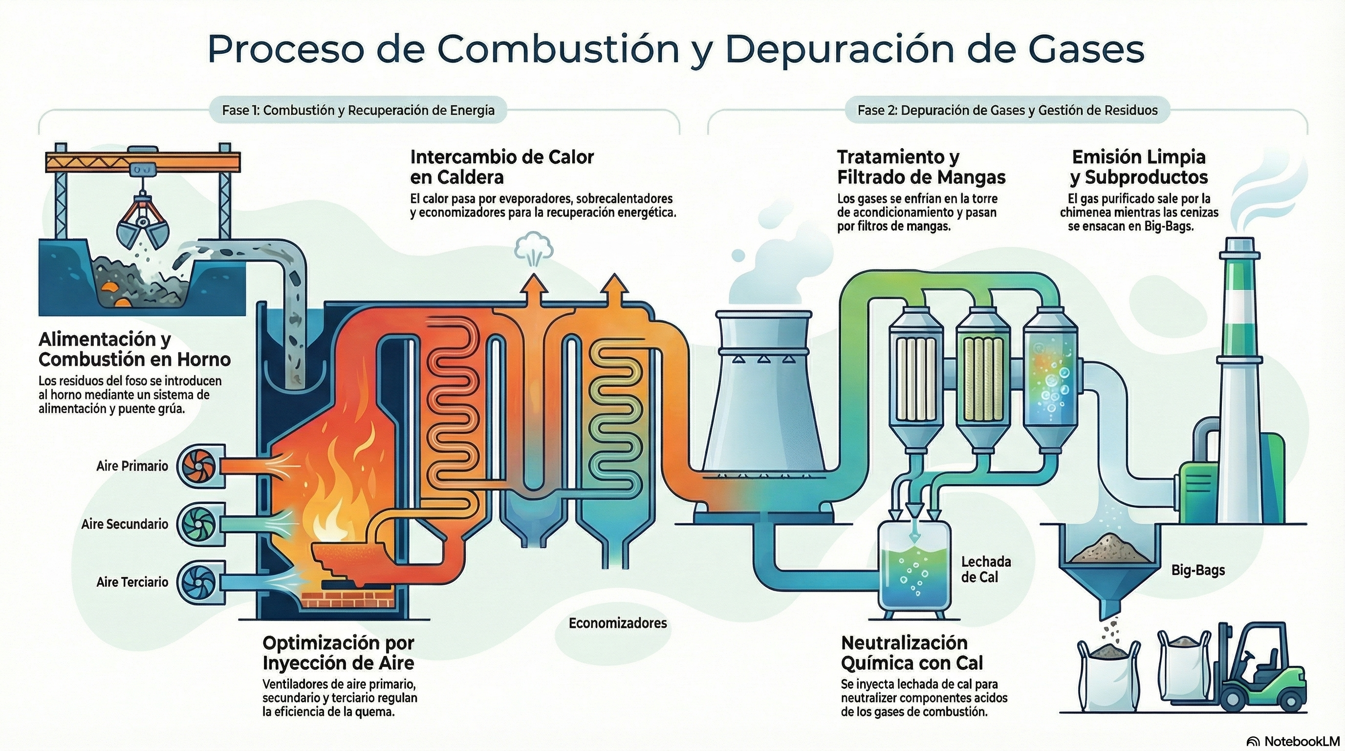Esquema sinóptico del proceso de combustión y depuración de gases — REMESA
